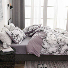 Printed Marble Bed Sets White Black Duvet Cover