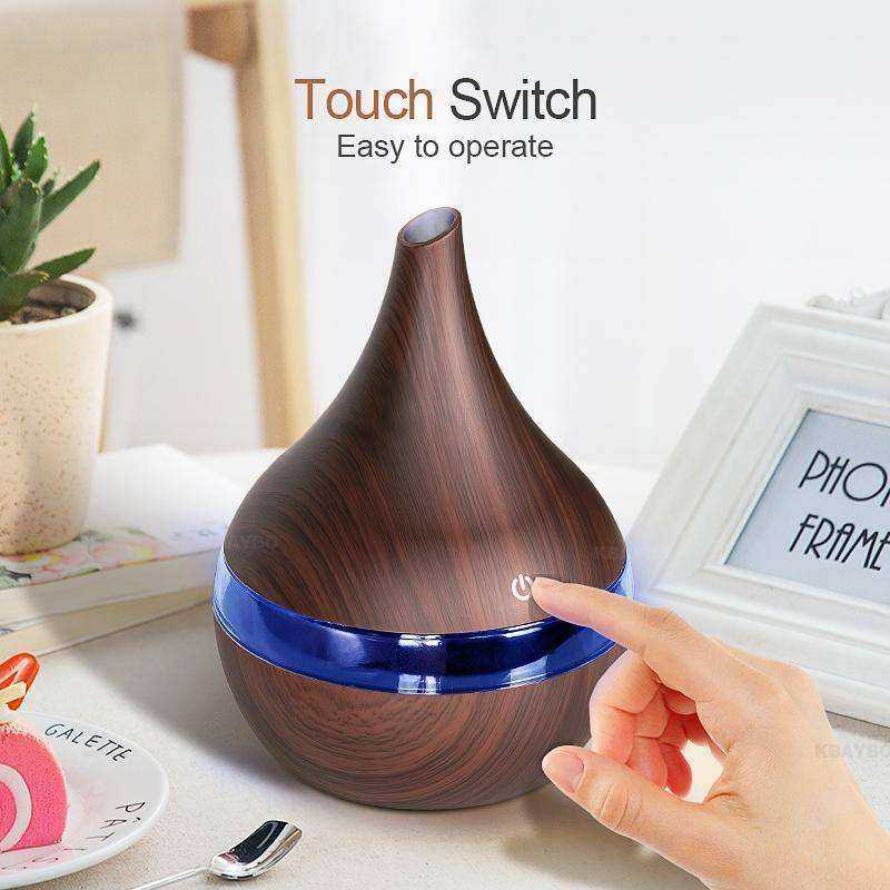 LED Aroma Air diffuser Aesthetic Wood Grain Cool Mist Maker with USB Electric
