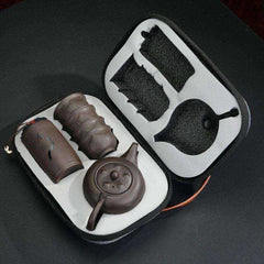Purple Clay Kung Fu Teapot Cup Travel Set