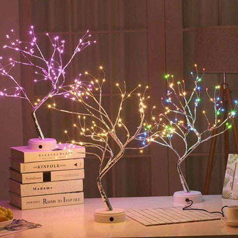 Image of LED Night Light Mini Christmas Tree Copper Wire Garland Lamp