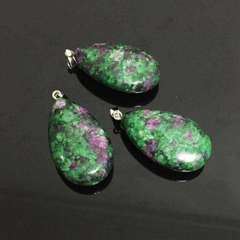 Large Size Green Stone Natural Rubies Zoisite Quartz Pendant