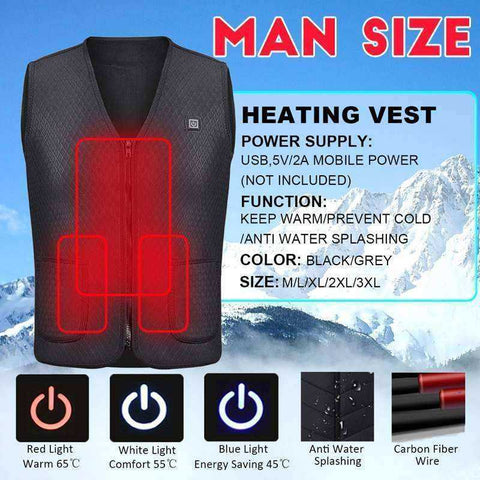 Men Women Outdoor USB Infrared Heating Vest Jacket