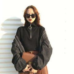 Zip Up Sweater Women Turtleneck