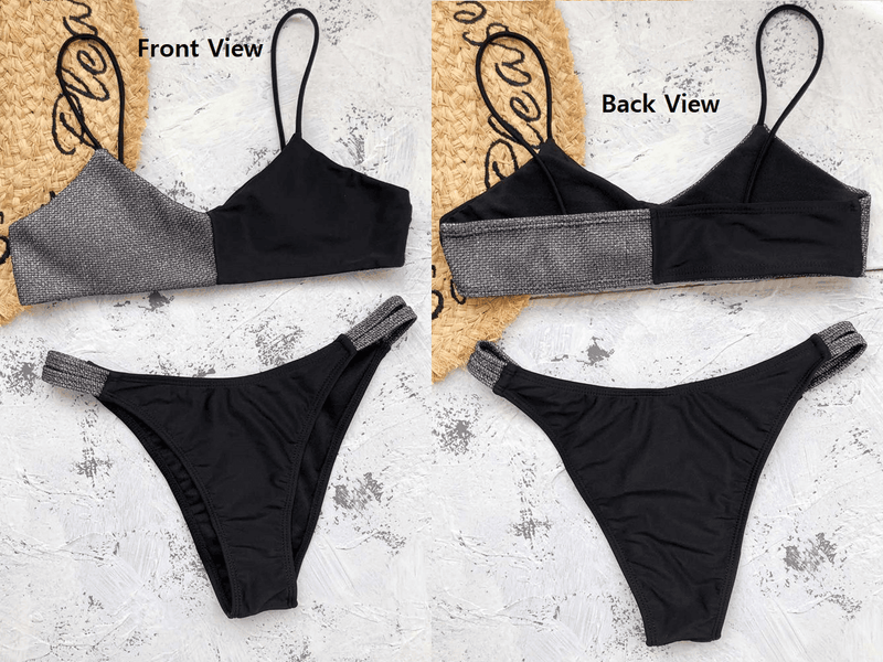 Women's Shiny High Waist Push Up Swimwear Bikini