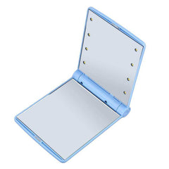 8 LED Lights Folding Square Cosmetic Pocket Mirror