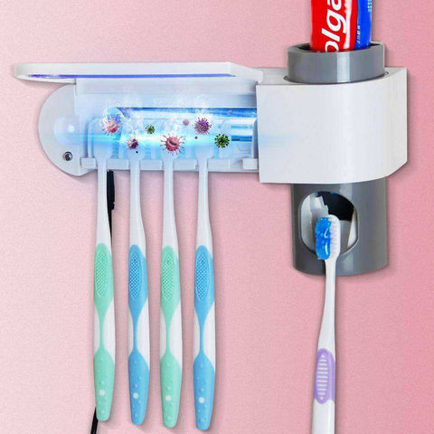 Image of Automatic UV Light Toothbrush Sterilizer and Toothpaste Dispenser