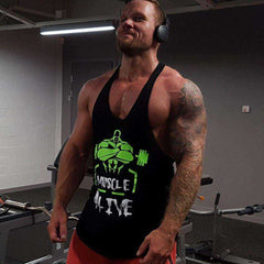 MUSCLE ALIVE Fitness Tank Top Men Bodybuilding Sleeveless