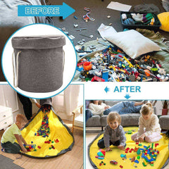 Kids Large Waterproof Play Mat Toy Clean-up Basket Storage