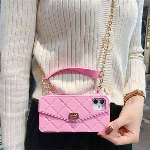 Image of Luxury Chain Necklace Handbag Card Slot Wallet Case For iPhone