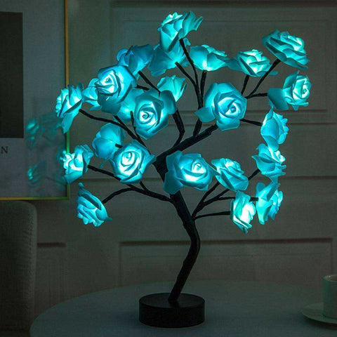 Image of LED Table Lamp Rose Flower Tree USB Night Lights