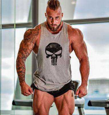 Image of Men Undershirt Skull Bodybuilding Fitness Stringer Tank Tops