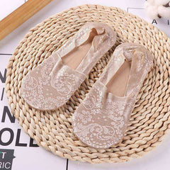 1/2 Pairs Women Girls Lace Flower Short Socks Anti-skid Invisible Ankle Sock Slippers