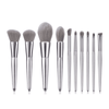 10pcs Eyebrow and Eye Shadow Makeup Brushes Silver Set