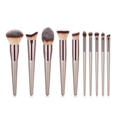 10Pcs Set High Quality Pro Champagne Makeup Brushes Kit
