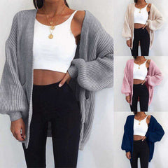 Winter Coat Long Sleeve Loose Cardigan Open Stitch
