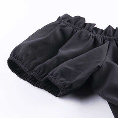 Sexy Gothic High Waist Off Shoulder Solid Black Casual Dress