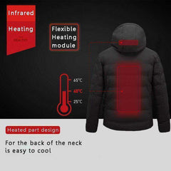 Unisex Winter Outdoor USB Infrared Heating Hooded Jacket