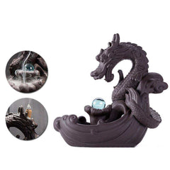 Ceramic Backflow Incense Burner Dragon With Crystal Ball home decoration