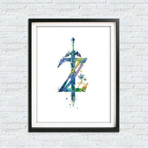 Abstract Watercolor Sword Gamer Breath of the Wild