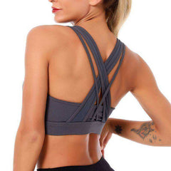Aesthetic Sports Bra Tank Top With Cross Strap For Women