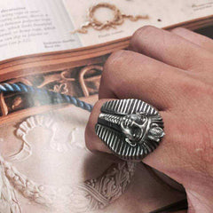 Egypt Tutankhamun Ring Men's Silver Stainless Steel Band