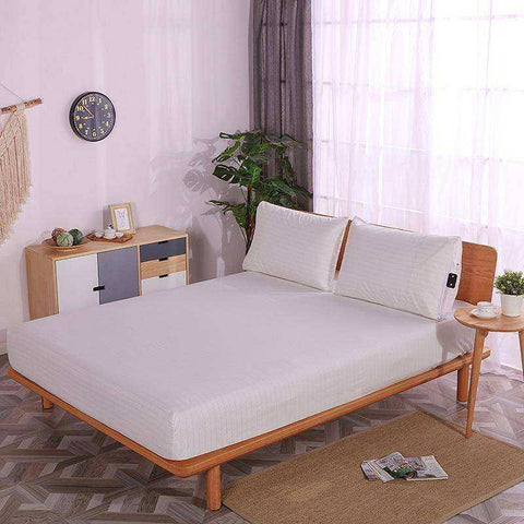 Image of White Earthing Emf Protection Bed Sheet With 2 Pillow Cases