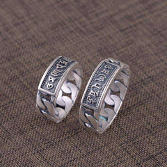 Engraved Sterling Silver Awakening Buddhist Mantra Ring
