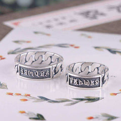Engraved Sterling Silver Awakening Buddhist Mantra Ring
