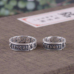 Engraved Sterling Silver Awakening Buddhist Mantra Ring