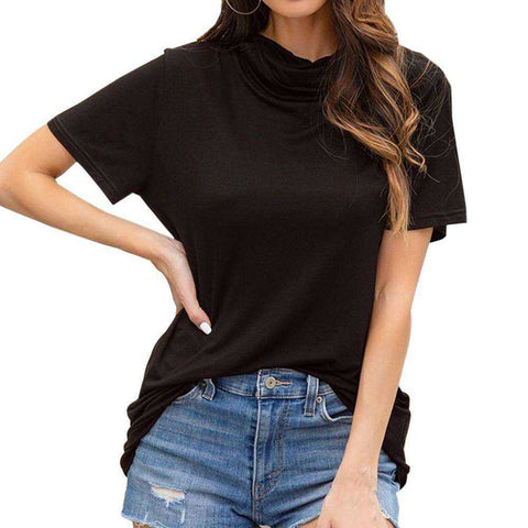 Image of Turtleneck Short Sleeve T-Shirt