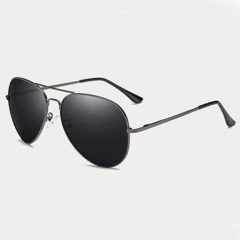 Image of Eyewear - Polarized Black Lens Aviator Sunglasses