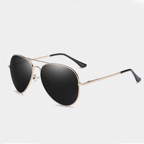 Image of Eyewear - Polarized Black Lens Aviator Sunglasses
