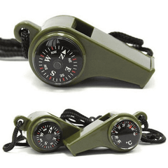 3 in1 Emergency Survival Whistle Compass Thermometer With Rope