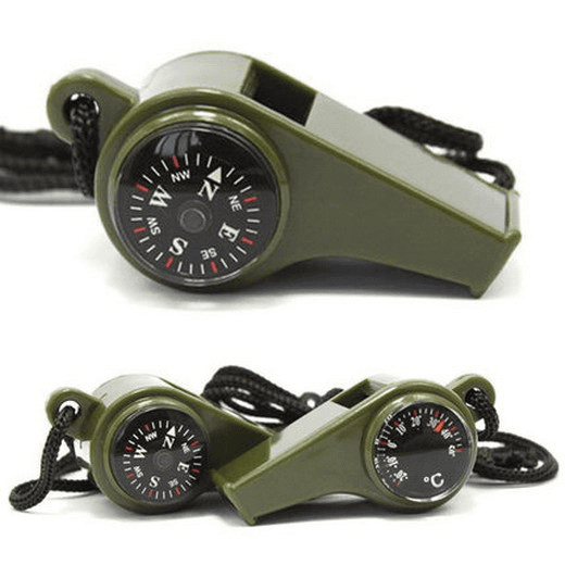 3 in1 Emergency Survival Whistle Compass Thermometer With Rope