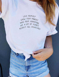 Love Yourself Grow Your Mindset Harajuku T Shirt Women