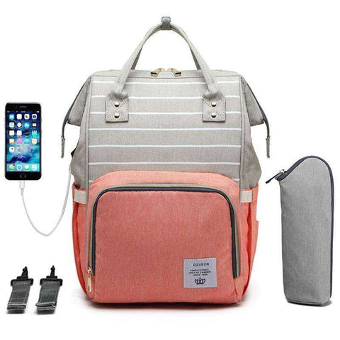 Image of USB Diaper Bag Baby Care Large Capacity Maternity Waterproof Backpack