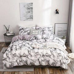 Printed Marble Bed Sets White Black Duvet Cover