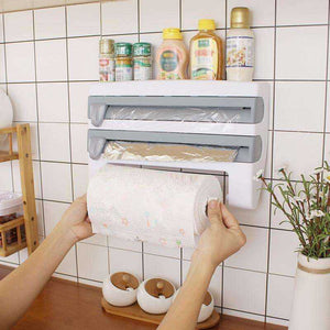 Kitchen Wall-Mount Sauce Bottle Rack Wall Roll Paper Towel Storage