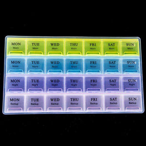 1PCS 4 Row 7 Days 28 Squares Tablet Pill Box