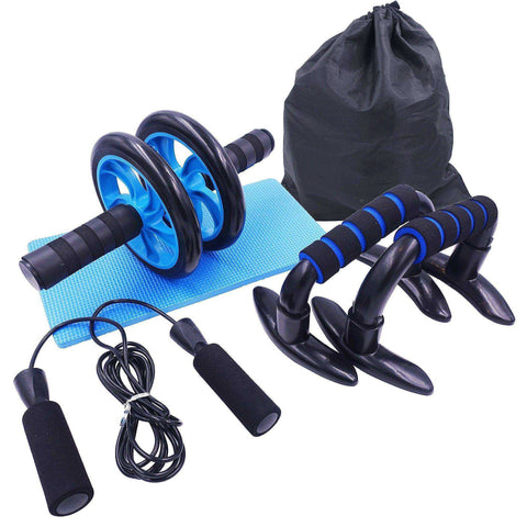 Image of New AB Roller Kit with Push-Up Bar Jump Rope Exercise Equipment Set