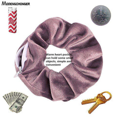 New Velvet Tencel Zipper Pocket Hairband Elastic  Accessories