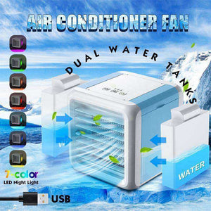 New Dual Tank Mini Portable Usb Air Conditioner Humidifier Purifier With 7 Color LED