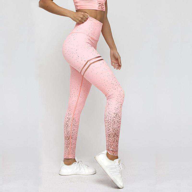 High Waist Fitness Gold Print Leggings