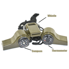 3 in1 Emergency Survival Whistle Compass Thermometer With Rope