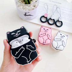 Cartoon Cat Finger Ring 3D Despise AirPods Case