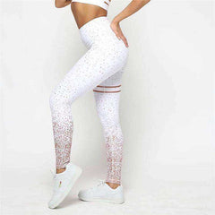 Women Gold Print High Waist Leggings Patchwork Push Up Pants
