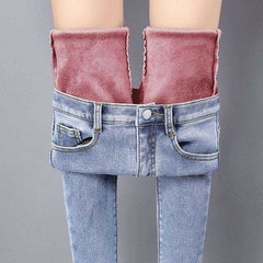 Women Warm Jean Pants