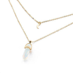 Natural Stone Moon Choker Gold Color Crystal Pendant Necklace