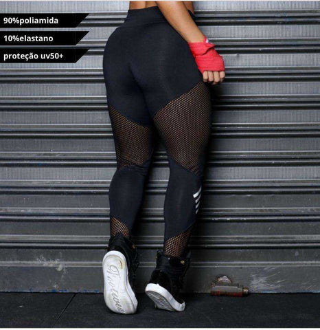 Image of Women High Waist Mesh Pacthwork  Plus Size Letter Print Black Gym Fitness Sports Leggings