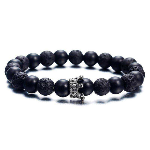 Image of Trendy Lava Stone Imperial Crown And Helmet Charm Bracelet